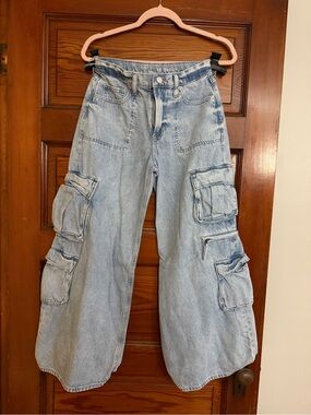 GAP Light Blue Cargo Wide-Leg Jeans